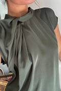 Drapierte Satinbluse Fleur | Armee