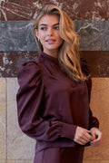 Ronesizeslyn schwere Satinbluse | Burgund 