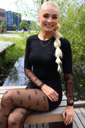 Isa Ls Bluse mit Spitzenärmeln | Schwarze Schleife