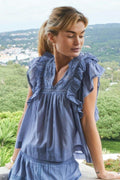 Jayla S Voile-Top | Rauchblau