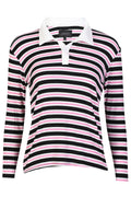 Natalia Ls Polobluse | Schwarz Kaugummi Weiß Streifen