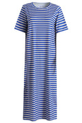 Alma T-Shirt-Kleid | Streifen-Elfenbein-Cobolt