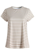Alma U T-Shirt | Sand Elfenbein Streifen