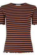 Natalia Ss Bluse | Braun Marine Streifen 