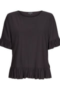Alma Rüschen-T-Shirt | Schwarz