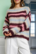Effie Gestreifter Pullover | Bläuliche Pflaume