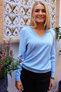 Vivi Ls Vneck Pullover | Hellblau