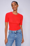 Bouch Rib Ss Knit | Chinesisches Rot