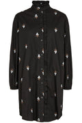 Rinai Hemdblusenkleid Blumen | Schwarz Mix