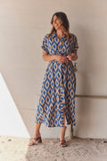 Mary Gemustertes Kleid | Dunkelblau