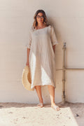 Kleid aus reinem Leinen | Beige