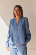 Agnes Bluse | Grau-Hellblau