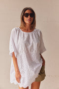 Marie Broderie Anglaise Top | Weiß