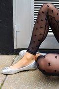 Mesh-Leggings | Schwarze Flockschleife