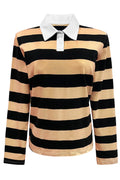 Poloshirt Ls | Karamellschwarz gestreift