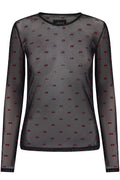 Mesh Ls T-Shirt | Schwarz Rot Flock Schleife