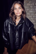 Phoebe Leder-Boxjacke | Schwarz