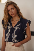 Molly Besticktes Oberteil | Marineblau
