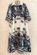 Bedrucktes Baumwollkleid | Blau