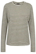 Ulla Ls Stripe Tshirt | Dunkelarmeeweiß gestreift