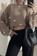 Dotty Hearts Strick | Taupe