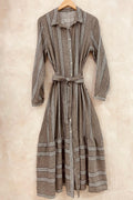 Langes Gürtelkleid | Beige