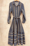 Langes Gürtelkleid | Blau