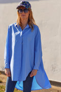 Oversize-Popeline-Hemd | Blau